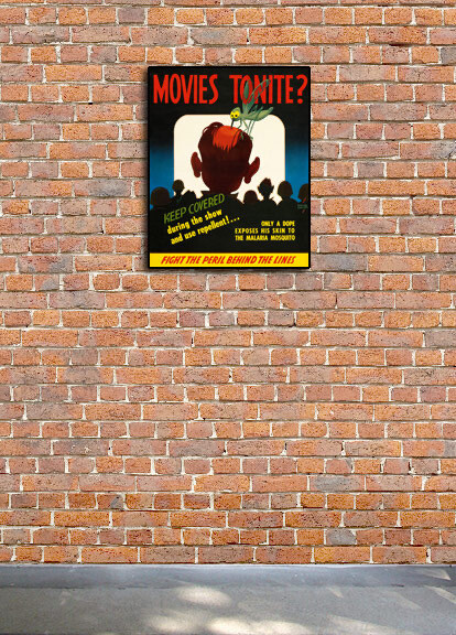 1943 “Movies Tonite?” Malaria Mosquito Vintage Style WW2 Poster - 24x30 gallery