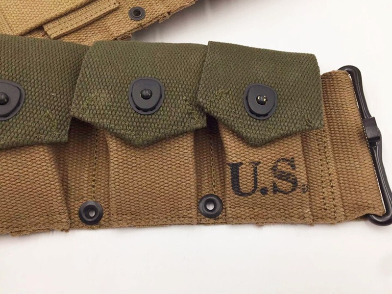 WWII US ARMY M-1923 CARTRIDGE SOLDIER Outdoor Military EQUIPMENT 10 POUCH BELT gallery