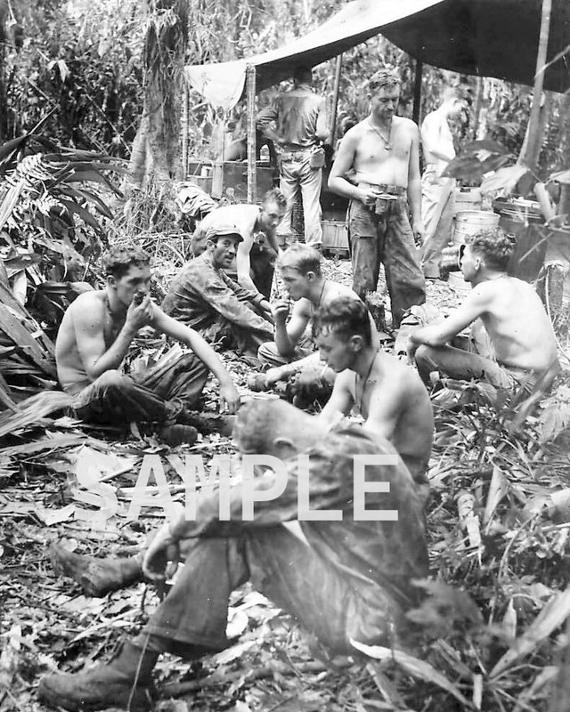 Marines Eat Hot Meal after 3 Days of D-Rations WW2 WWII 8x10 Photo Print 35c