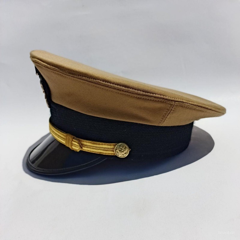 US Navy Officer Visor Cap, US Navy Commander's Hat with Cotton Khaki cover Repro gallery