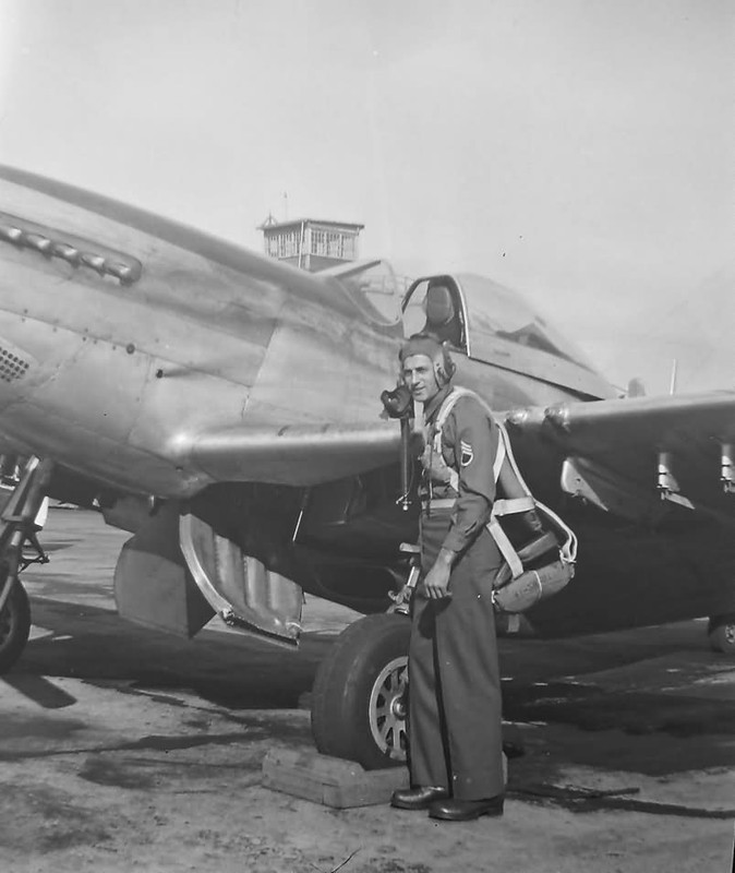 WWII B&W Photo P-51 Mustang Pilot & Plane WW2 World War Two USAAF US Army /5078