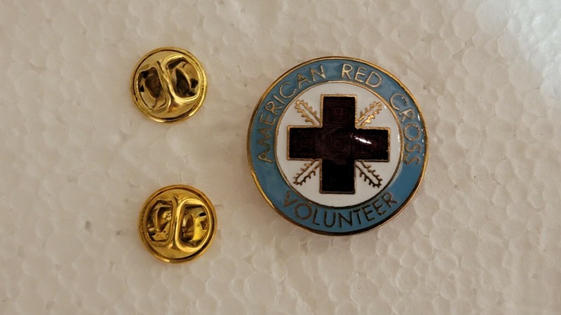 Reproduction WW2 US American Red Cross ARC Volunteer Pin Clutch Back
