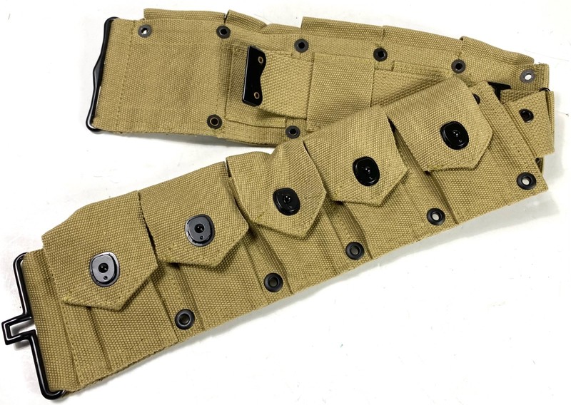 WWII US ARMY INFANTRY M1 GARAND RIFLE 10 POCKET AMMO BELT OD#3 KHAKI gallery