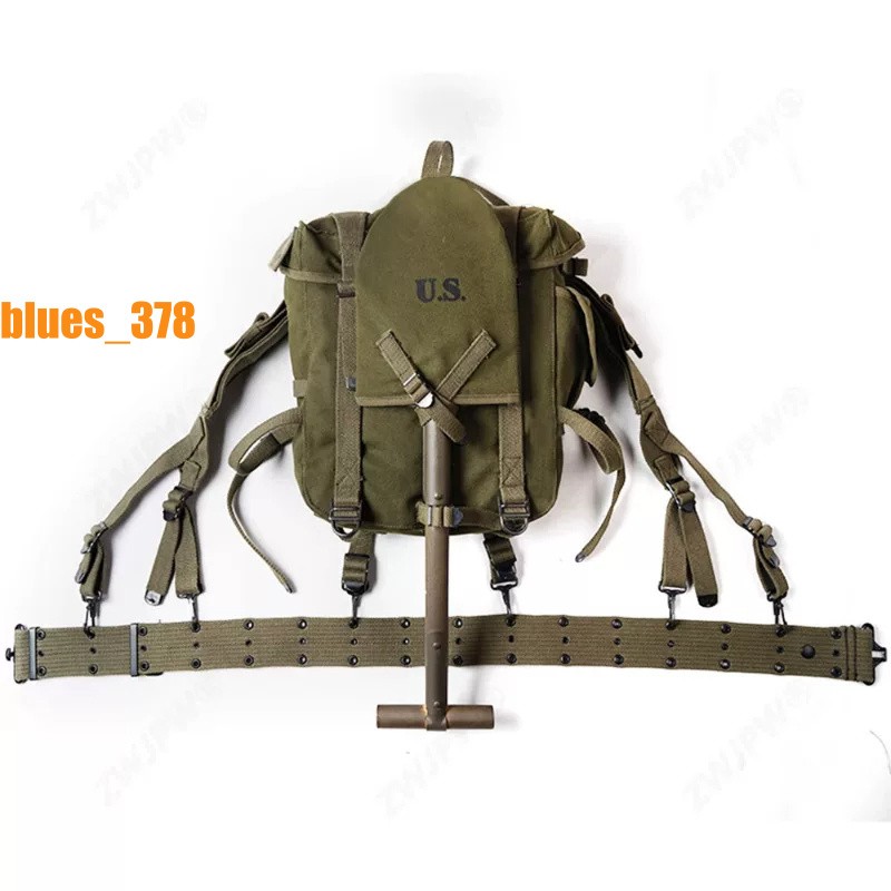 Replica WW2 US M1945 Tactial Military Backpack Belt Set Army Green Haversack Bag gallery