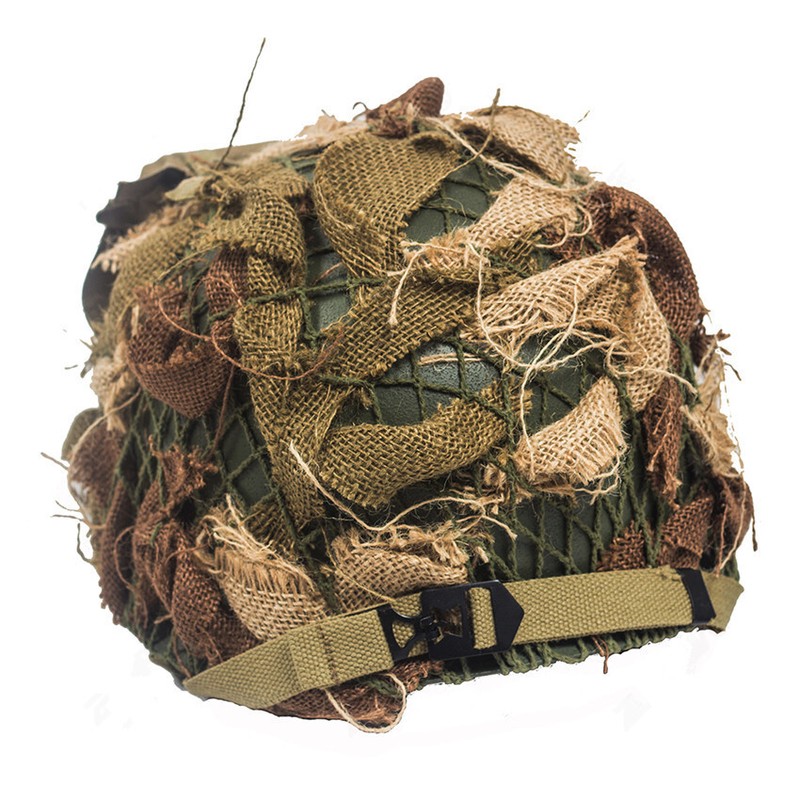 WW2 US ARMY ALRBORNE M1C HELMET WITH AIRBORNE TROOPS AND CAMOUFLAGE NET gallery