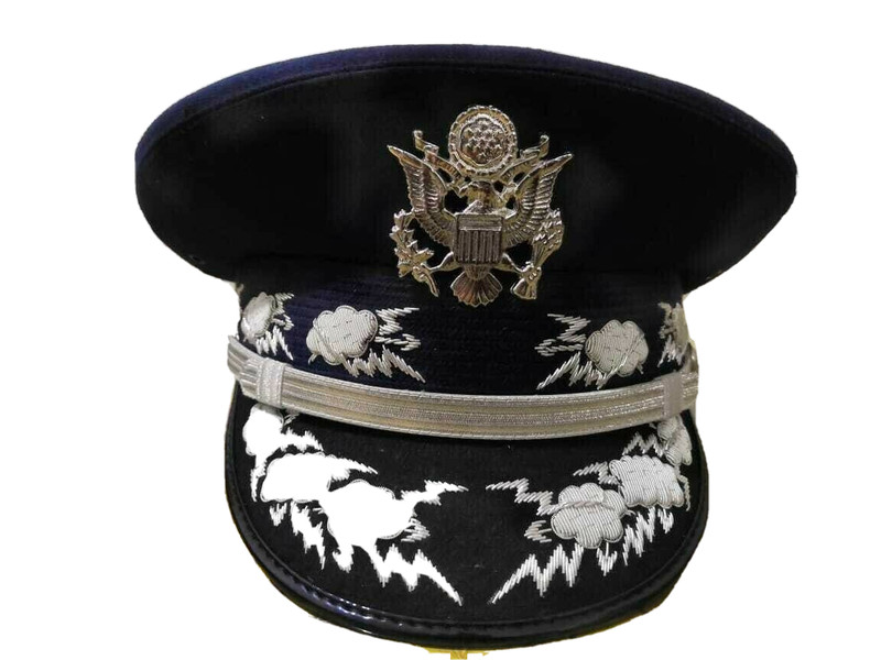 WW2 USA AIR FORCE MILITARY GENERAL BULLION EMBROIDERY VISOR OFFICERS HAT CAPS