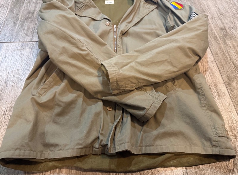 REPRODUCTION WW2 SEMS INC M1 ARMY FIELD JACKET W/PATCHES-SIZE 50R gallery