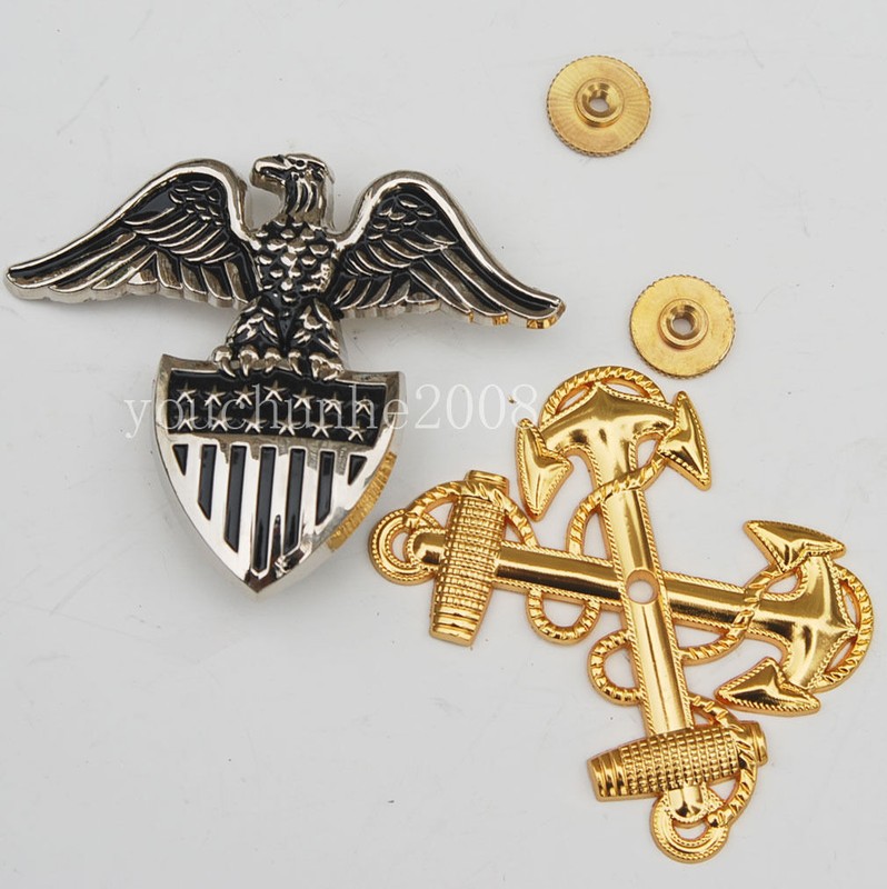WW2 USN US Navy Officer Hat Cap Badge Military Medal Collectibles gallery