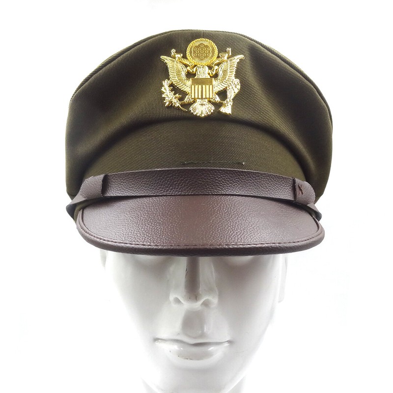 WW2 US Army Air Corps Officer Crusher Hat Military Cap With Golden Eagle Badge M