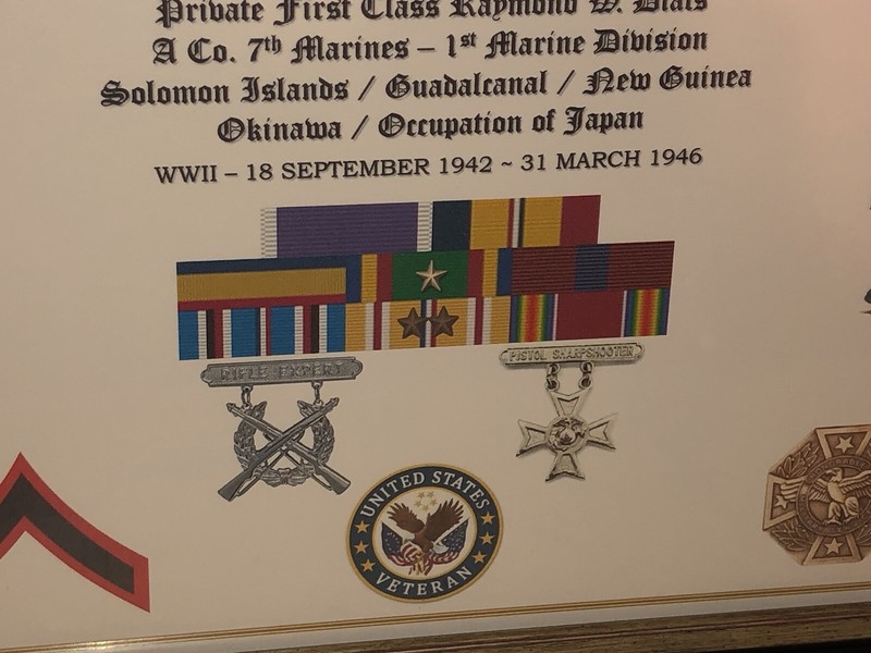 U.S.M.C. - PRIVATE FIRST CLASS E-2 / VETERAN RIBBON RACK PRINT W/AWARDS gallery