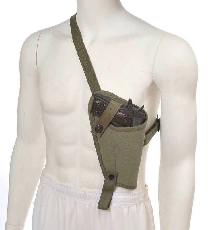 US WW2 M3 OD Canvas Colt 1911 .45 Tanker Shoulder Holster Marked JT&L