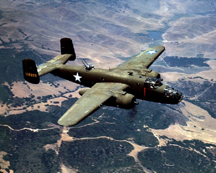 USAF North American B-25C Mitchell Bomber in flight 8×10 WWII WW2 Photo 76
