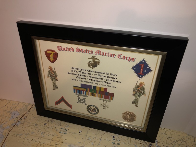 U.S.M.C. - PRIVATE FIRST CLASS E-2 / VETERAN RIBBON RACK PRINT W/AWARDS gallery