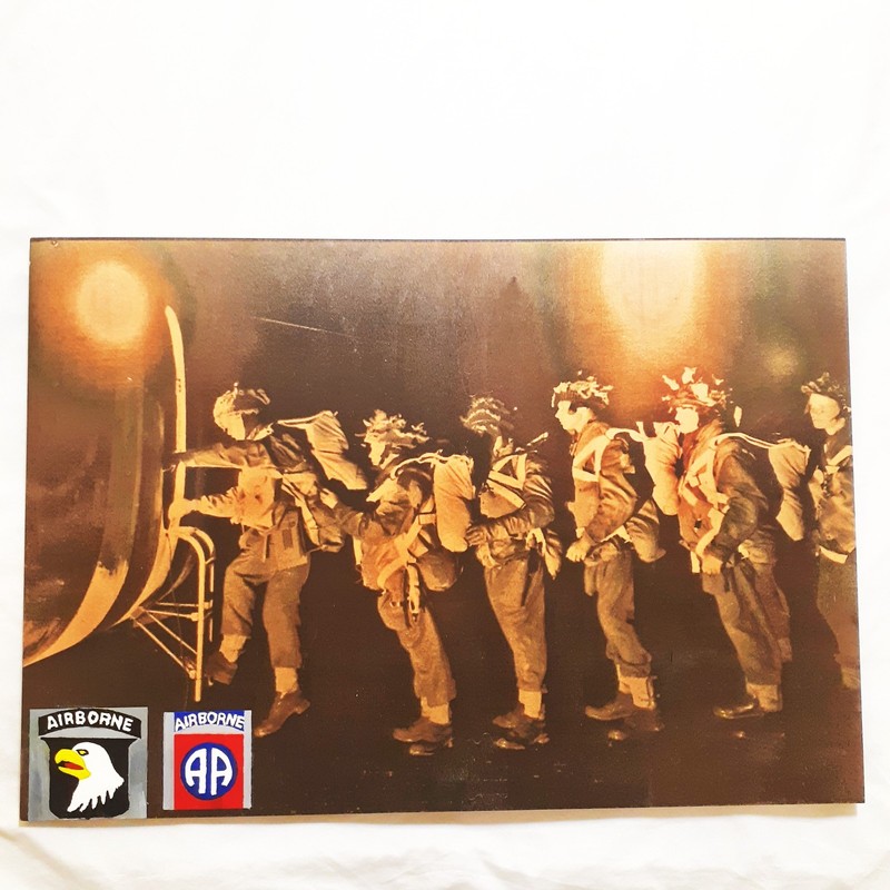 WW2 D-Day Airborne Paratroopers Boarding Aircraft Photo Print On Plywood 29″x20″