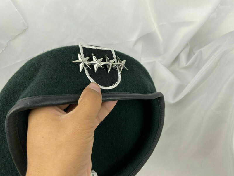 7-1/2 US ARMY 5TH SPECIAL FORCES GROUP BLACKISH GREEN colour 4 Star BERET CAP gallery