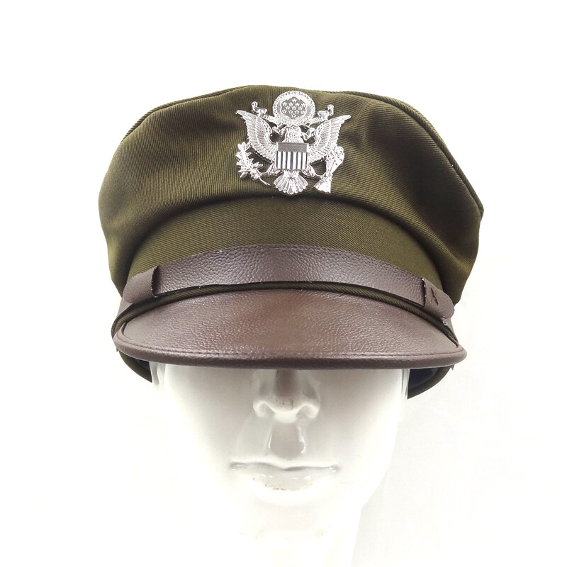 WW2 US Army Air Corps Officer Crusher Hat Military Cap & Silver Eagle Badge L