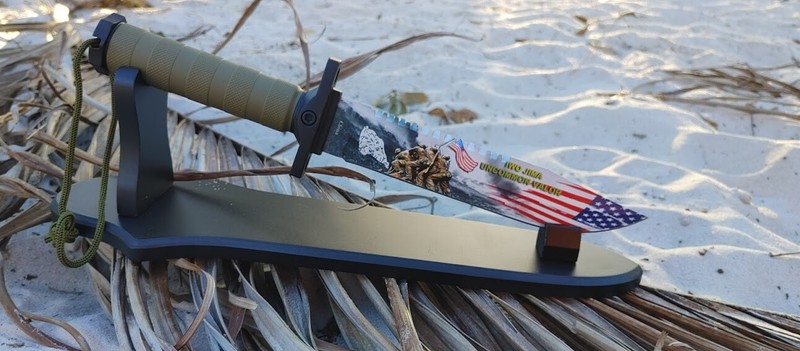 14" USA Patriotic Iwo Jima Survival Knife Outdoor Hunting Knife