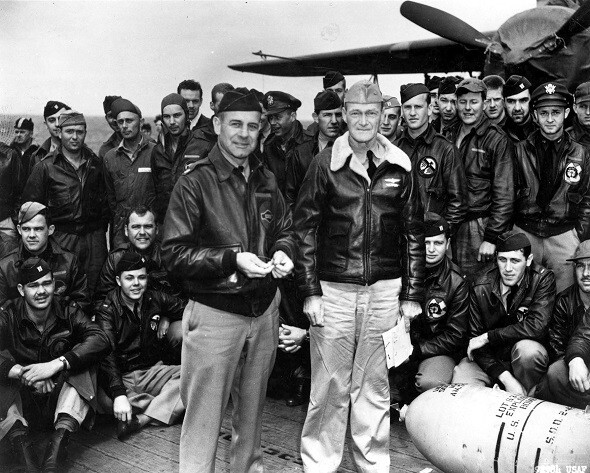 Jimmy Doolittle on the USS Hornet, Bomber Raid 8×10 WWII WW2 Photo 756a