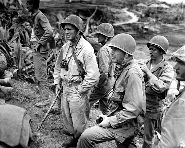 Generals Shepherd & Buckner Watch Battle on Okinawa 8×10 WWII WW2 Photo 732a