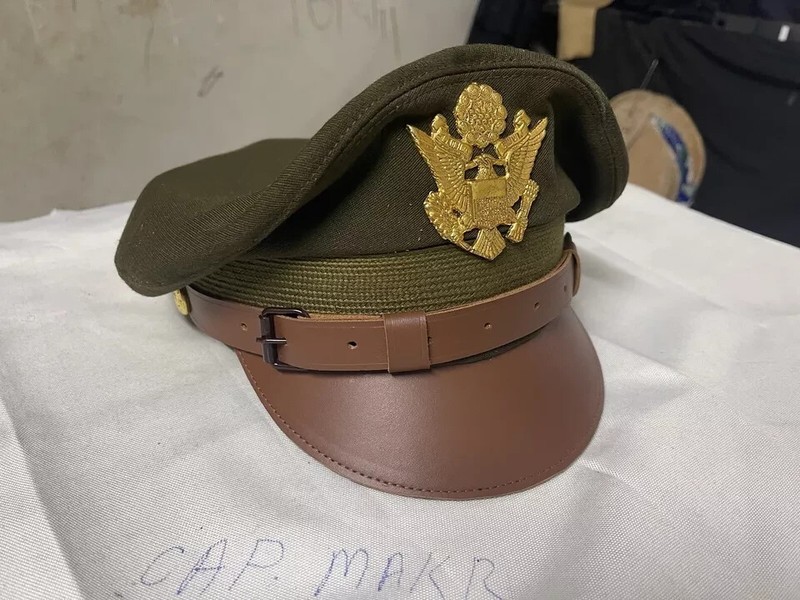 WW2 US Army Aircorps Military Officers Pilots OD Visor Crusher Hat Cap gallery