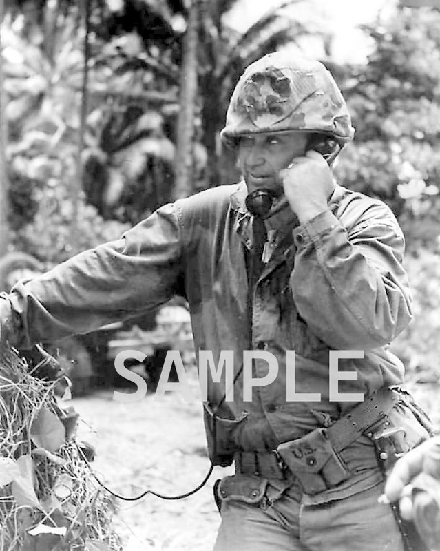 Marine directs artillery from field World War II WW2 WWII 8x10 Photo Print 50c