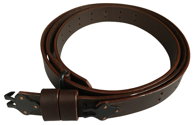 WWII M1907 Leather Sling Oil Pull-Up Drum Dyed Leather-DARK BROWN gallery