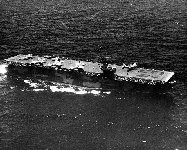 U.S. Navy Escort Carrier USS Tripoli painted in Camouflage WWII 8×10 Photo 10b