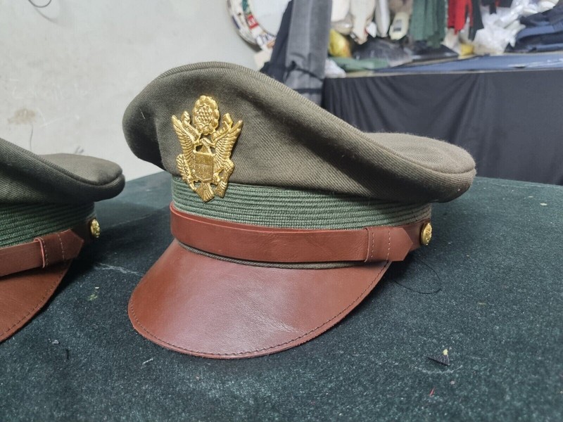 WWII US Army military uniform dress jacket visor cap Officer hat