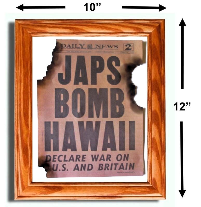 Framed World War Two, WW2 Newspaper. JAPANESE BOMB PEARL HARBOR, 1941 gallery
