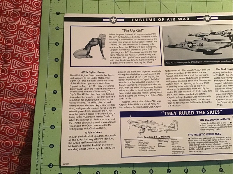 Willabee & Ward Emblems Of Air War WWII Patch 479th Fighter Group + Info Card gallery
