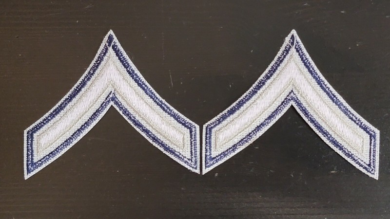 Reproduction WW2 US Army Private Chevrons Rank Pair Silver Blues Late War 017 gallery
