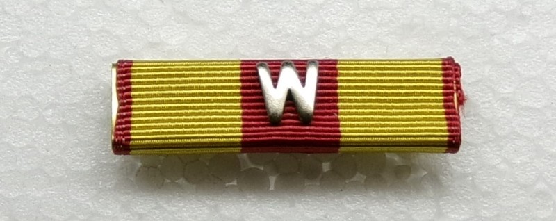 WW II USMC Expeditionary Wake Island Service Ribbon with Silver “W” Device
