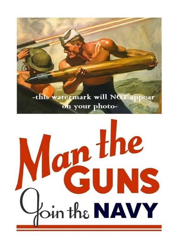 BIG GUNS World War 2 Propaganda Poster PHOTO Sexy Sailor Navy Man gallery
