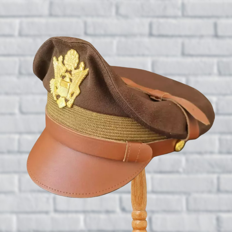 WW2 US Army Aircorps Military Officers Pilots OD Visor Crusher Hat Cap All size gallery