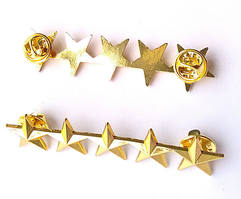 WW2 PAIR US MILITARY ARMY FIVE STARS CAPTAIN GENERAL RANK BADGE PIN INSIGNIA gallery