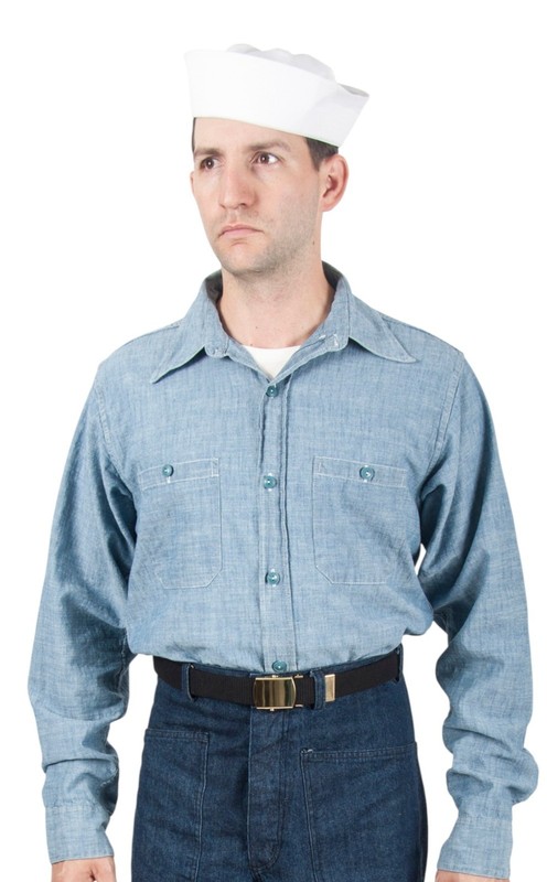 Reproduction WW2 Blue Chambray Enlisted Sailor Shirt – 17 1/2