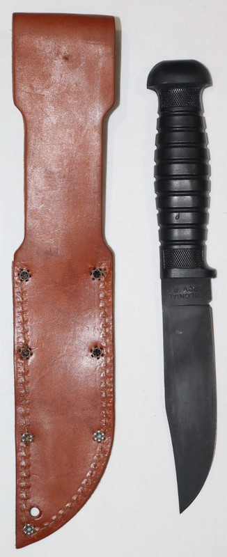 REPRODUCTION WWII COLONIAL USN MKI KNIFE WITH LEATHER USN SCABBARD gallery