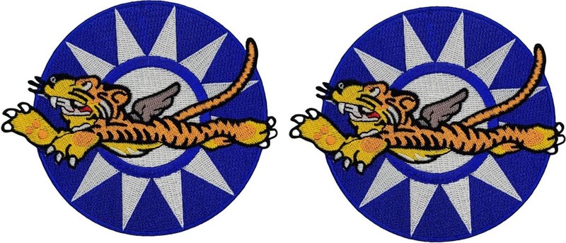 WWII FLYING TIGERS EMBROIDERED PATCH | 2PC IRON ON OR SEW 4.5 INCH