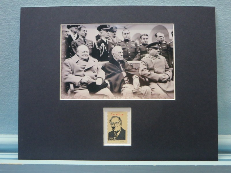 Yalta Conference - Franklin D. Roosevelt, Stalin & Churchill & FDR stamp