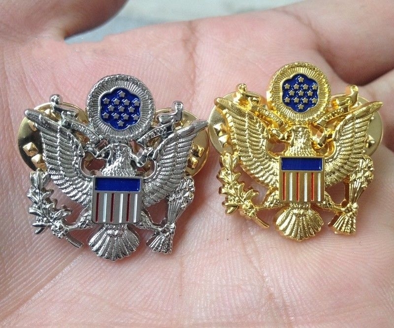 2PCS PAIR BEAUTIFUL US ARMY OFFICER SHOULDER EAGLE SMALL BADGE INSIGNIA PIN