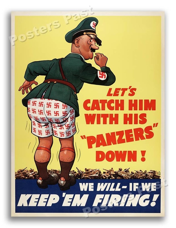 “Panzers Down” Vintage Style 1943 Propoganda WW2 Poster – 18×24