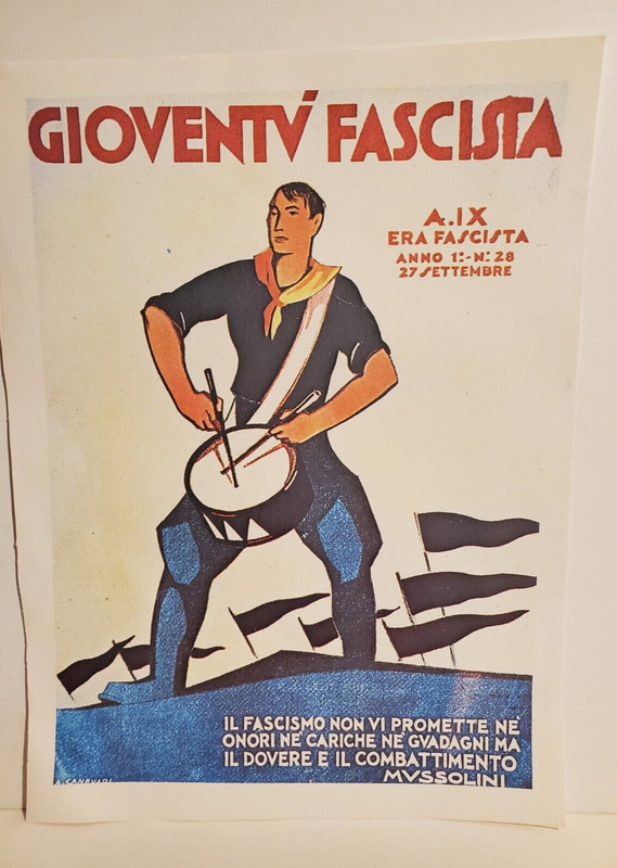 WORLD WAR II REPLICA PROPAGANDA MINI POSTER REPRINT #22 FASCIST YOUTH MAGAZINE