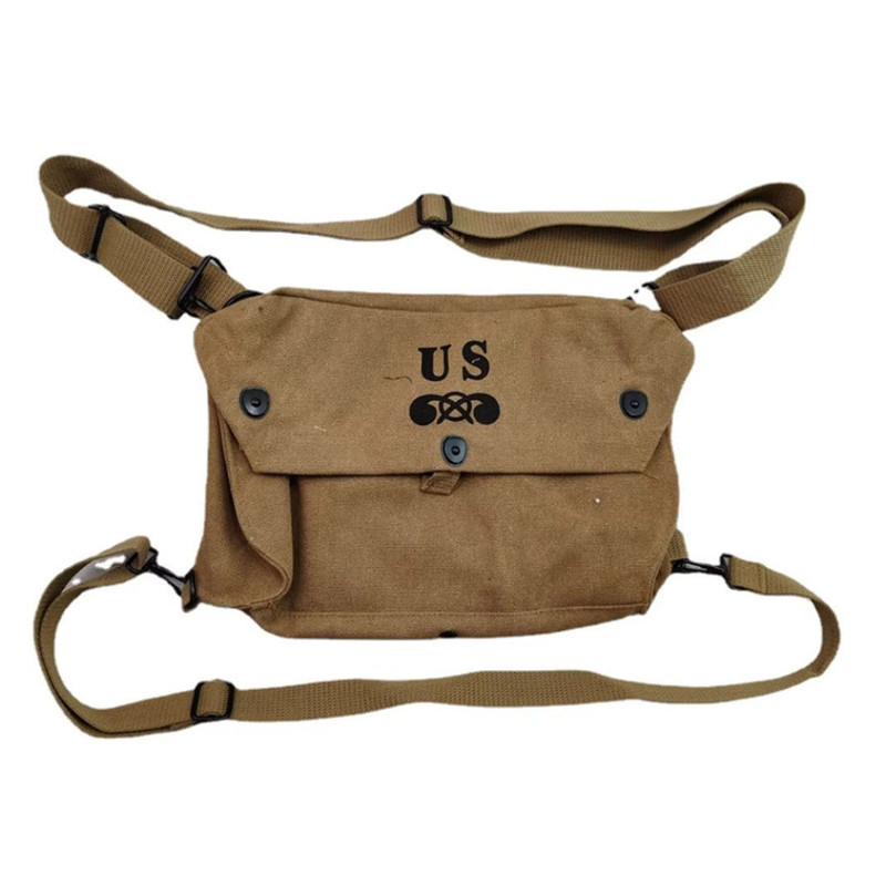 World War Replica WW2 U.S. ARMY CANVAS GAS MASK BAG KHAKI COLOR