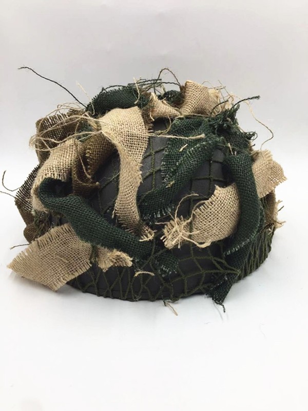 WW2 US Army Airborne M1C Helmet Scrim Camouflage Three Colors Only Have Cover gallery