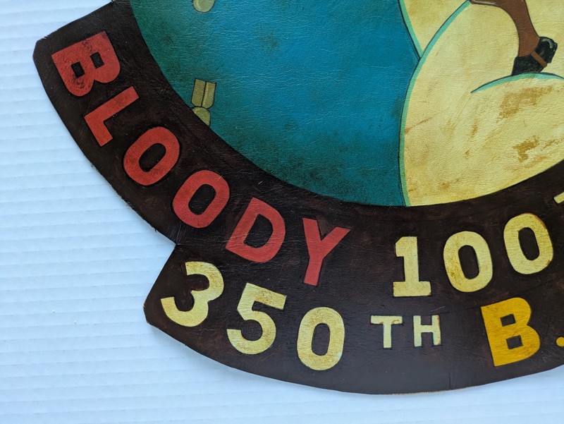 WW 2 350th Bomb Squadron 100th Bomb Group, leather back of jacket patch gallery