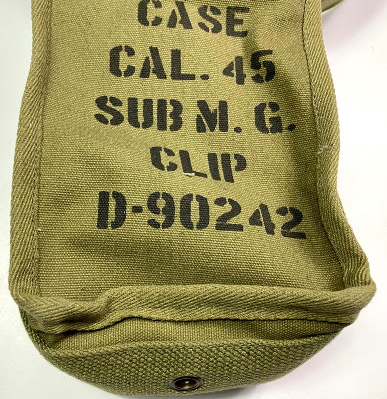 WWII US ARMY M1 & GREASE GUN 30RD .45 AMMO MAGAZINE CARRY BAG-OD#7 gallery