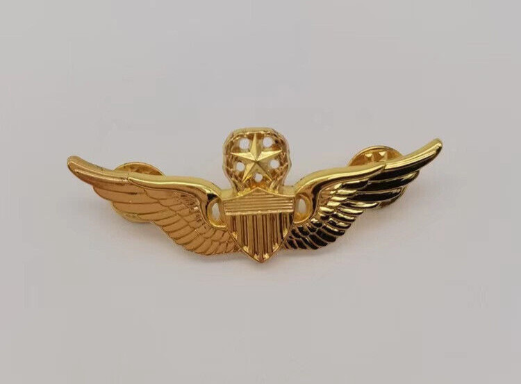 ARMY US MILITARY COMMAND COMMAND PILOT METAL WINGS METAL BADGE PIN GOLD