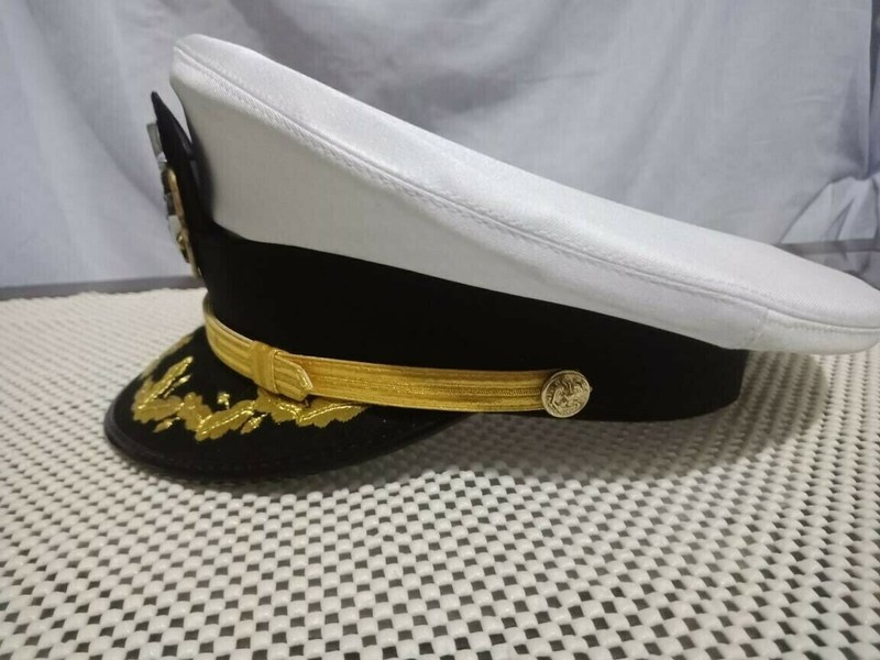 WW2 US Navy Army Officers Visor Cap Marine Captain White Cap Hats Reproduction gallery
