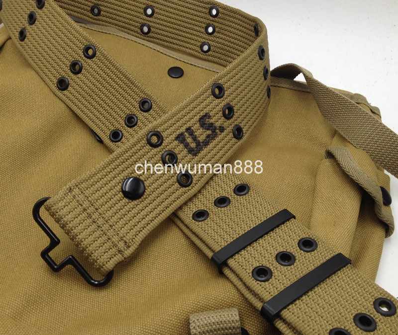 WWII 2 US AMRY USMC AMMO COMBAT EQUIPMENT WEBBING EQUIPMENT CANVAS BELT gallery