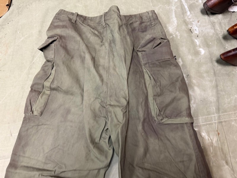 WWII US ARMY DARK SHADE HBT COMBAT FIELD TROUSERS- SMALL 32 WAIST gallery